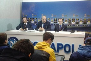 Stanislav Cherchesov allenatore della Dinamo Mosca nella conferenza stampa post partita con il Napoli
