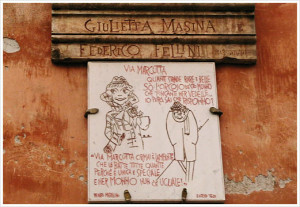 millebambini via Margutta targa in ricordo di Federico Fellini e Giulietta Masina