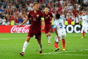 Beretzuski il capitano va in goal per la Russia contro l'Inghilterra al 92'