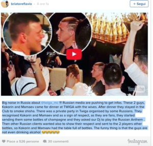 L'intervento di Flavio Briatore su Instagram Kokorin e Mamaev al TWIGA